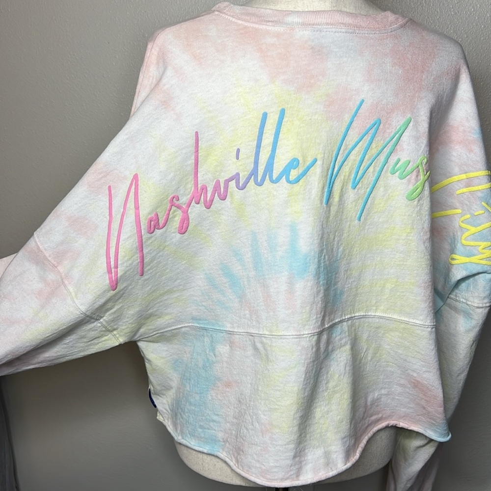 SPIRIT‎ JERSEY Crop Sweatshirt XXL Nashville Country Music Cowgirl Colorful READ